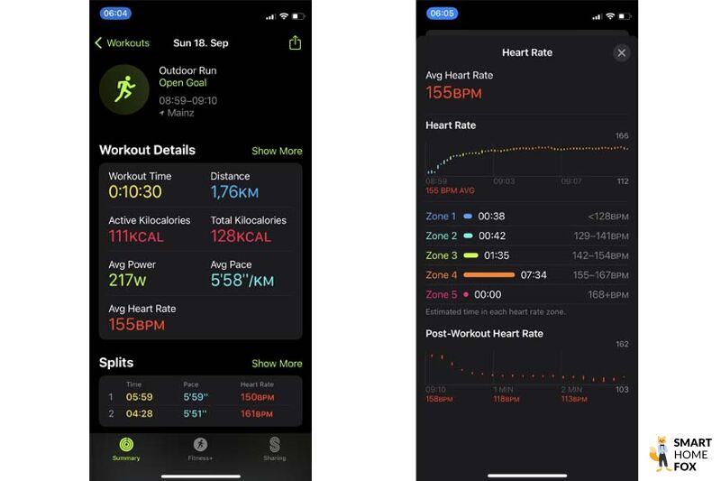 You can see the recorded heart rate in the training app.